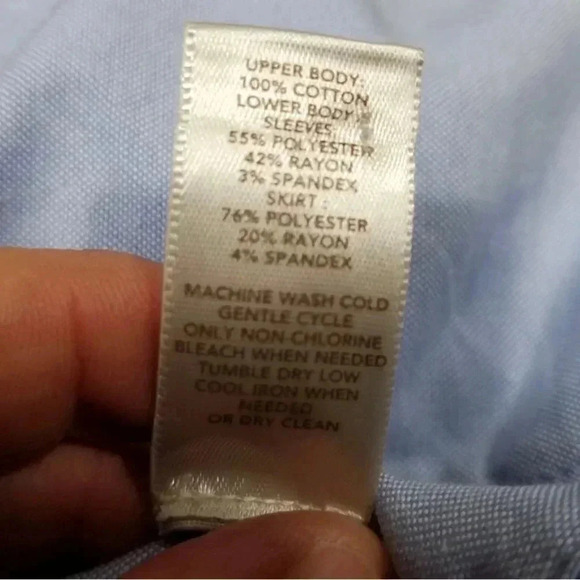 Loft small mixed media 3/4 sleeve black/white/blue dress - Picture 5 of 7